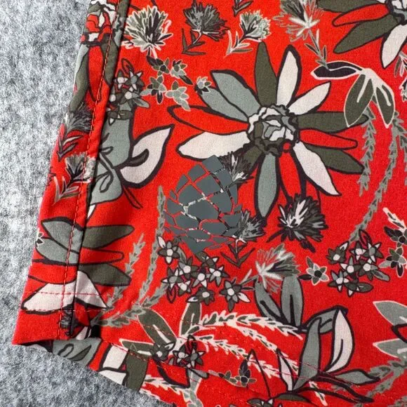 Stio Board Shorts Mens 33x10 Red Aloha Floral Drawstring Swim Trunks Ocean - Picture 4 of 12